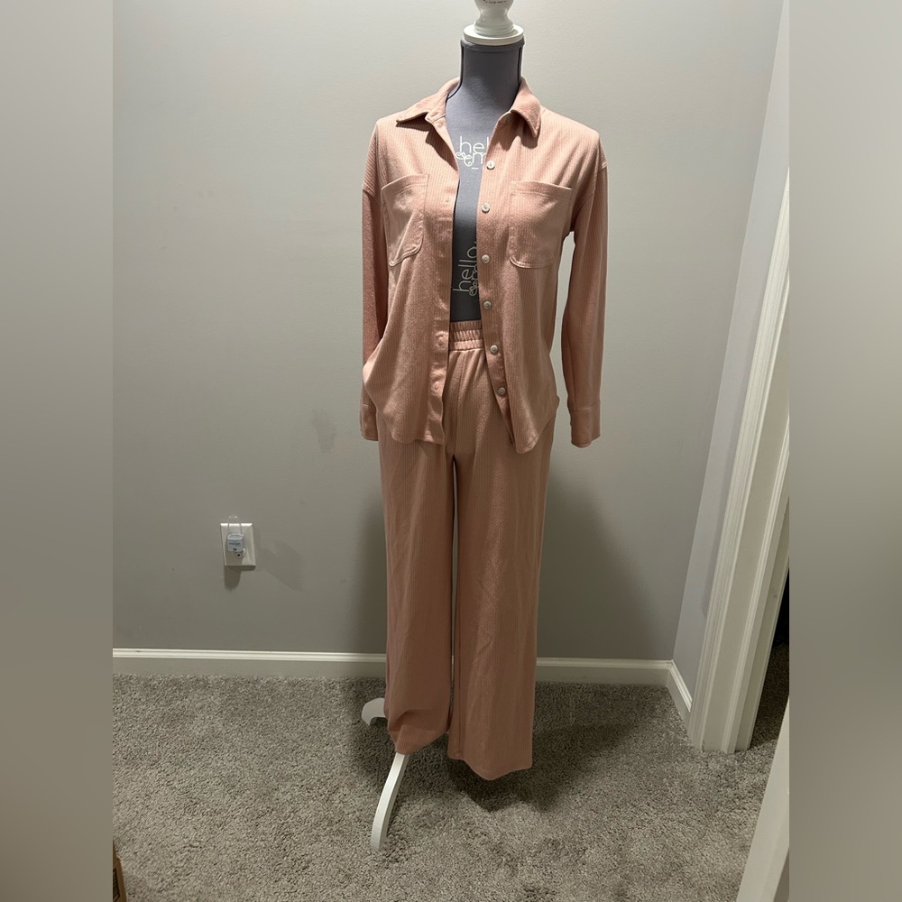 Rachel Zoe Blush Pink Button-Up Jumpsuit